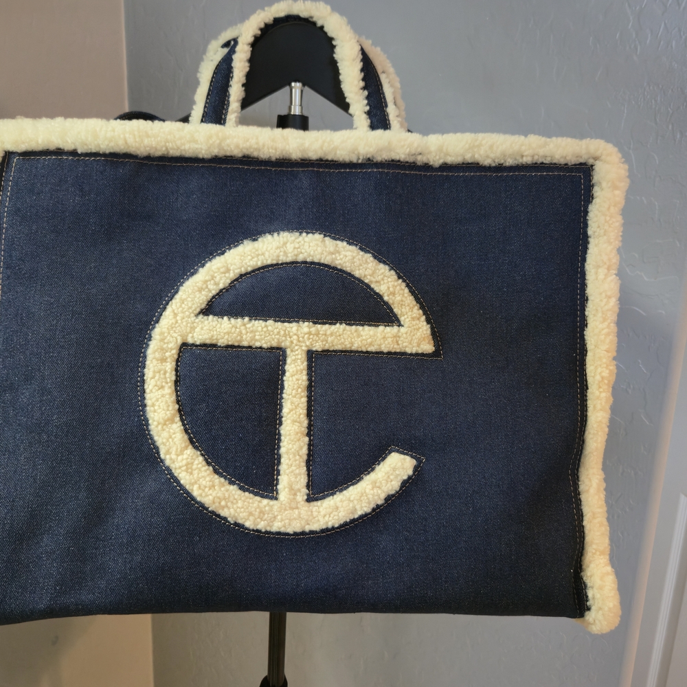 UGG x Telfar Large Denim Shearling Logo Bag Limited Edition - Picture 6 of 16